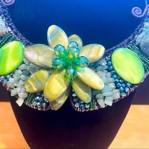 Designer green  flower choker necklace